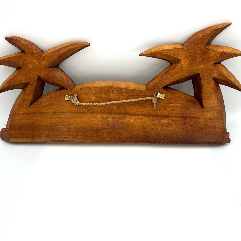 Hawaiian Aloha Hand Made Wall Hanging Decor Plaque Wood Carving Sign Palm Tree - Picture 5 of 8